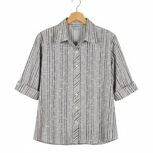 BonWorth Tops - BonWorth Tab Sleeve Striped Button Down Shirt